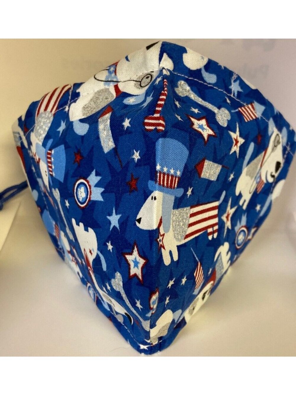 Handmade Patriotic Dog Adjustable Adult Face Mask XL Blue Red White - Picture 2 of 4
